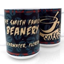 Brand new 🌟 Bars CUSTOMIZABLE 15 Ounce Coffee Mug - ADD YOUR NAME - Beanery Theme 🛒