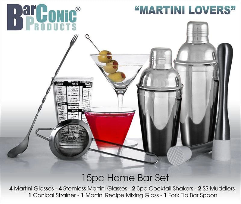 New 🥰 Bars BarConic® “Bar In A Box” – 15 Piece MARTINI Home Bar Set 🎁 3 New 🥰 Bars BarConic® “Bar In A Box” – 15 Piece MARTINI Home Bar Set 🎁