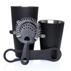 New 🔔 Bars Bar Set With 18oz Shaker Tin And V-Rod® Opener - 4 Piece Black Grip 🔥