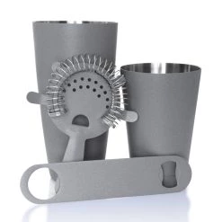 Discount ✨ Bars Bar Set With 18oz Shaker Tin And Speed Opener - 4 Piece Textured Shadow Grey ✔️