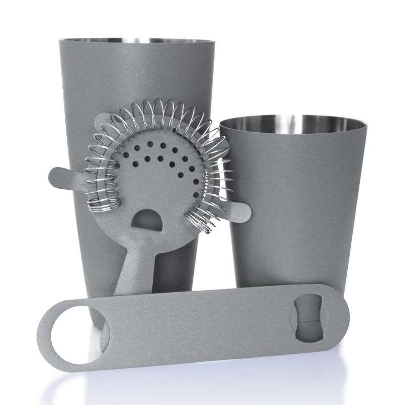 Discount ✨ Bars Bar Set With 18oz Shaker Tin And Speed Opener - 4 Piece Textured Shadow Grey ✔️ 3 Discount ✨ Bars Bar Set With 18oz Shaker Tin And Speed Opener - 4 Piece Textured Shadow Grey ✔️