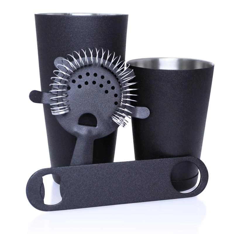 New 🤩 Bars Bar Set With 18oz Shaker Tin And Speed Opener - 4 Piece Black Grip 💯 3 New 🤩 Bars Bar Set With 18oz Shaker Tin And Speed Opener - 4 Piece Black Grip 💯