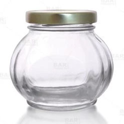 Hot Sale ๐ Bars 8 Oz Faceted Round Glass Jar W/ Lid ๐
