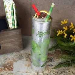 Buy 🎁 Bars Tom Collins Glass - Tropical Leaves - 16 Ounce 🔥 -Bars Shop GW TRTC 16 Rollover 2 800x