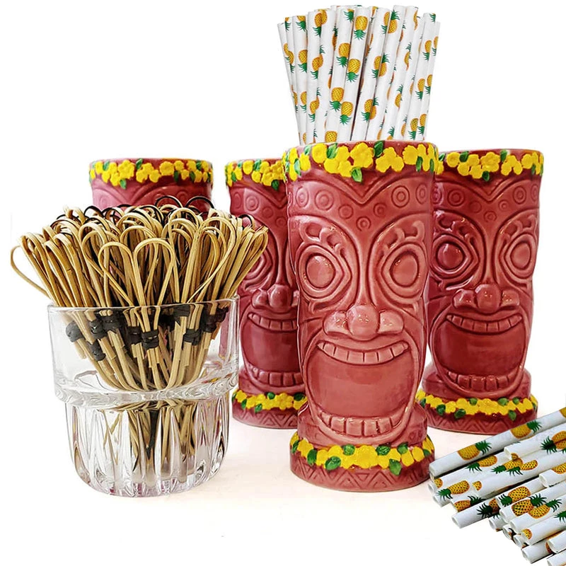 Hot Sale 🥰 Bars Pink Goddess Tiki Mug Drinkware Set 🤩 3 Hot Sale 🥰 Bars Pink Goddess Tiki Mug Drinkware Set 🤩