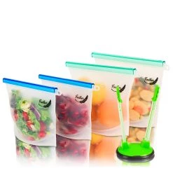 Cheapest 👏 Bars Silicone Food Storage Bags – Reusable - 4 Pack 🧨 -Bars Shop SB 4 Main BPC 800x