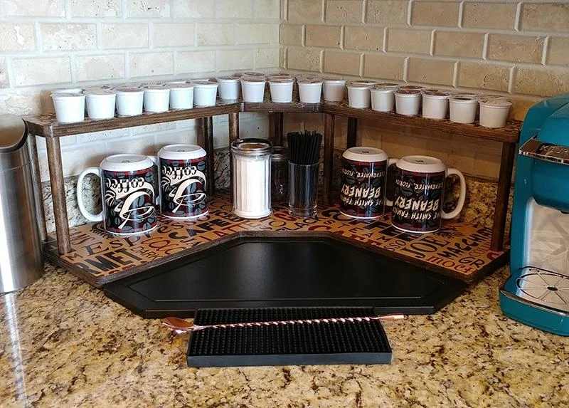 Discount 🔥 Bars Counter Caddies™ - BARISTA Theme - CORNER Shelf W/ K-CUP Holes 🥰 5 Discount 🔥 Bars Counter Caddies™ - BARISTA Theme - CORNER Shelf W/ K-CUP Holes 🥰 - Image 3