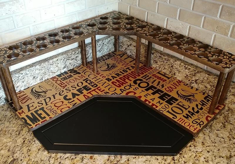 Discount 🔥 Bars Counter Caddies™ - BARISTA Theme - CORNER Shelf W/ K-CUP Holes 🥰 6 Discount 🔥 Bars Counter Caddies™ - BARISTA Theme - CORNER Shelf W/ K-CUP Holes 🥰 - Image 4