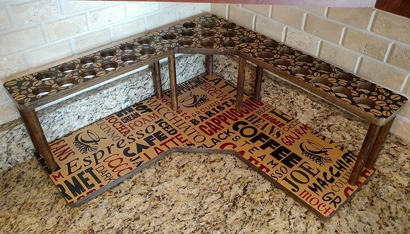 Discount 🔥 Bars Counter Caddies™ - BARISTA Theme - CORNER Shelf W/ K-CUP Holes 🥰 3 Discount 🔥 Bars Counter Caddies™ - BARISTA Theme - CORNER Shelf W/ K-CUP Holes 🥰