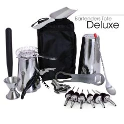 Best Sale 💯 Bars Bartender's Tote DELUXE – Stainless Steel – 17 Piece Set 🎉