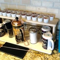 Best Pirce 🔔 Bars Counter Caddies™ - NATURAL - 24" STRAIGHT Shelf W/ K-Cup Holes 🌟 -Bars Shop coffee 24in natural holes web2 800x