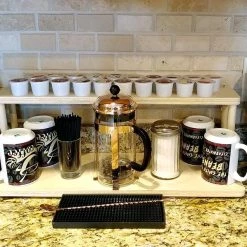Best Pirce 🔔 Bars Counter Caddies™ - NATURAL - 24" STRAIGHT Shelf W/ K-Cup Holes 🌟 -Bars Shop coffee 24in natural holes web3 800x