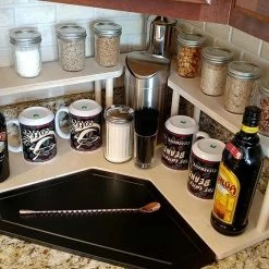 Top 10 🌟 Bars Counter Caddies™ - NATURAL - CORNER Shelf W/ Trash Can Inset 🔔 -Bars Shop coffee corner natural trsh web1 800x