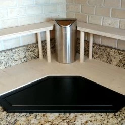 Top 10 🌟 Bars Counter Caddies™ - NATURAL - CORNER Shelf W/ Trash Can Inset 🔔 -Bars Shop coffee corner natural trsh web3 800x