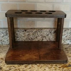 Coupon ✔️ Bars Counter Caddies™ - STAINED Finish - 12" STRAIGHT Shelf W/ K-Cup Holes 🌟 -Bars Shop coffee stained 12 holes web2 800x