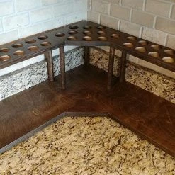 Hot Sale 👏 Bars Counter Caddies™ - Stained Finish - CORNER Shelf W/ K-CUP Holes 👏