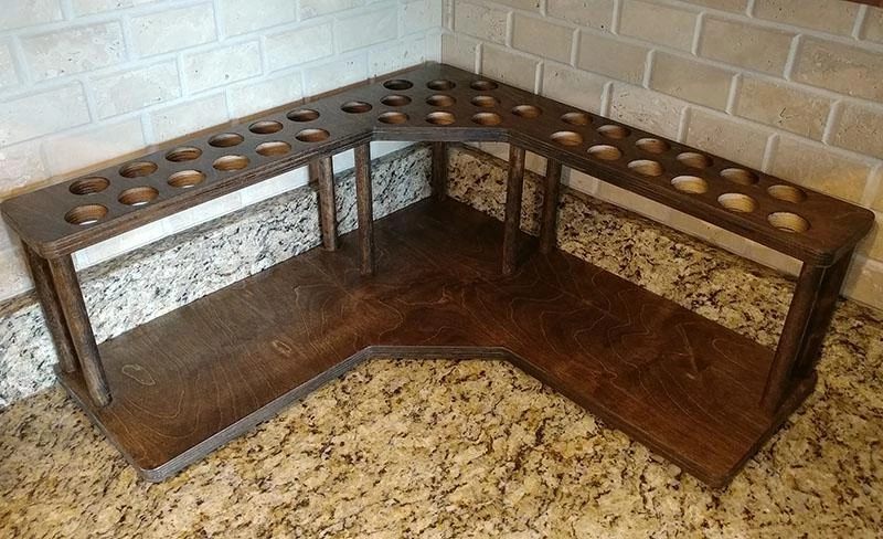 Hot Sale 👏 Bars Counter Caddies™ - Stained Finish - CORNER Shelf W/ K-CUP Holes 👏 3 Hot Sale 👏 Bars Counter Caddies™ - Stained Finish - CORNER Shelf W/ K-CUP Holes 👏