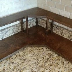 Flash Sale 🌟 Bars Counter Caddies™ - Stained Finish - CORNER Shelf - Barista Theme 👏