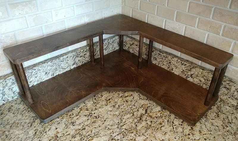 Flash Sale 🌟 Bars Counter Caddies™ - Stained Finish - CORNER Shelf - Barista Theme 👏 3 Flash Sale 🌟 Bars Counter Caddies™ - Stained Finish - CORNER Shelf - Barista Theme 👏