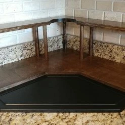 Best Pirce 🤩 Bars Counter Caddies™ - Stained Finish - CORNER Shelf W/ Trash Can Inset ✨ -Bars Shop coffee stained corner trsh web3 1 800x