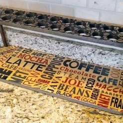 Cheap ⌛ Bars Counter Caddies™ - BARISTA Theme - 24" STRAIGHT Shelf W/ K-Cup Holes ✔️