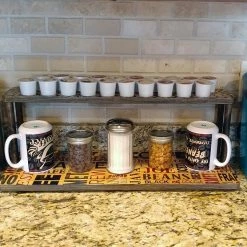 Cheap ⌛ Bars Counter Caddies™ - BARISTA Theme - 24" STRAIGHT Shelf W/ K-Cup Holes ✔️ 8 Cheap ⌛ Bars Counter Caddies™ - BARISTA Theme - 24" STRAIGHT Shelf W/ K-Cup Holes ✔️ -Bars Shop coffee straight 24 hole web2 800x