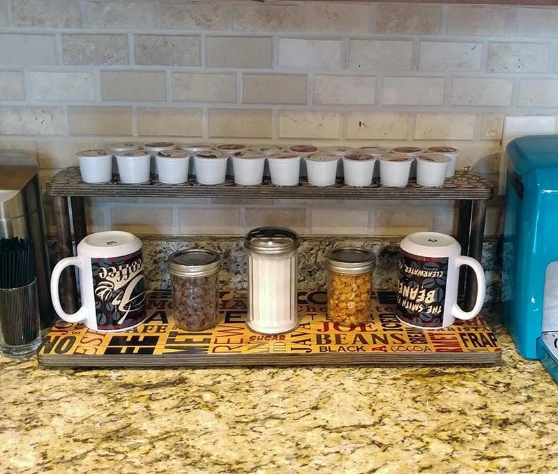 Cheap ⌛ Bars Counter Caddies™ - BARISTA Theme - 24" STRAIGHT Shelf W/ K-Cup Holes ✔️ 5 Cheap ⌛ Bars Counter Caddies™ - BARISTA Theme - 24" STRAIGHT Shelf W/ K-Cup Holes ✔️ - Image 3