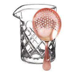 Discount π₯° Bars Diamond Pattern Mixing Glass With Copper Plated Julep Strainer Set π