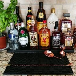 Flash Sale ✨ Bars Counter Caddies™ With BLACK Finish - 3.5" H Dowel Rods - 24" STRAIGHT Shelf 🥰 -Bars Shop counter caddy black 24in web 2 800x