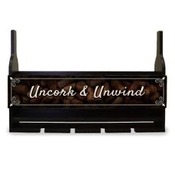 Hot Sale π€© Bars Wall Mounted Wine Bottle & Glass Hanging Shelf W/ Uncork & Unwind Plaque π