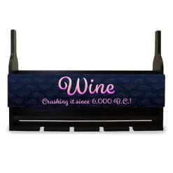 Flash Sale 😀 Bars Wall Mounted Wine Bottle & Glass Hanging Shelf W/ Grapes Crushing It Plaque ⌛