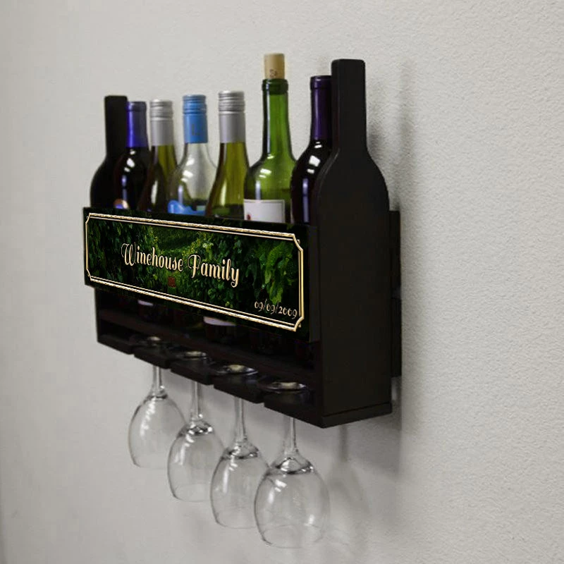 Best deal 😍 Bars CUSTOMIZABLE Wall Mounted Wine Bottle & Glass Hanging Shelf W/ Painted Vineyard Plaque 🎉 6 Best deal 😍 Bars CUSTOMIZABLE Wall Mounted Wine Bottle & Glass Hanging Shelf W/ Painted Vineyard Plaque 🎉 - Image 4