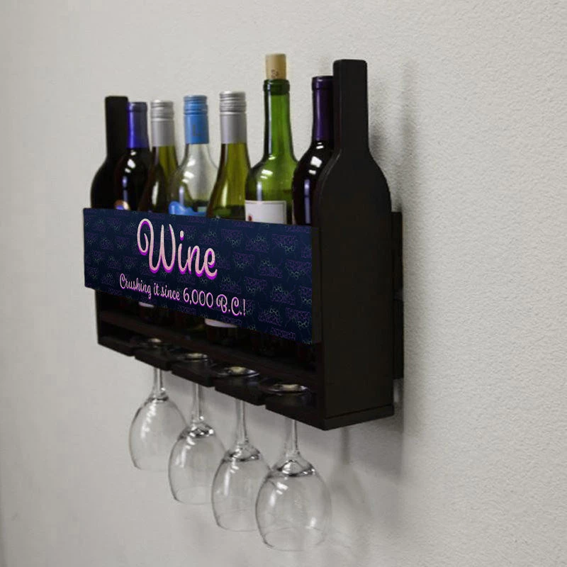 Flash Sale ๐ Bars Wall Mounted Wine Bottle & Glass Hanging Shelf W/ Grapes Crushing It Plaque โ 6 Flash Sale ๐ Bars Wall Mounted Wine Bottle & Glass Hanging Shelf W/ Grapes Crushing It Plaque โ - Image 4