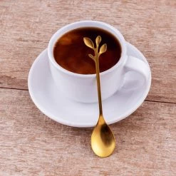 Promo 🛒 Bars Demi Leaf Spoon (Stainless Steel Or Gold) 😀 -Bars Shop demi leaf spoon gold scene1 800x