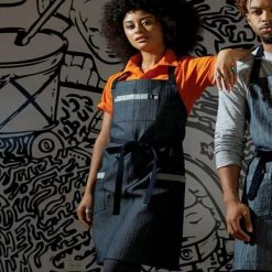 Hot Sale ⌛ Bars Renegade Bib Apron - Zig Zag Denim 🎁