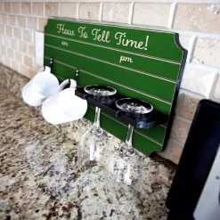Discount 🌟 Bars "How To Tell Time" Coffee Mug And Wine Glass Holder - Painted Background (Multiple Color Options) 🌟 -Bars Shop how to tell time coffee tea wine cup holder sign rack painted green 800x