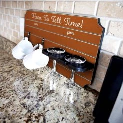 Discount 🌟 Bars "How To Tell Time" Coffee Mug And Wine Glass Holder - Painted Background (Multiple Color Options) 🌟 -Bars Shop how to tell time coffee tea wine cup holder sign rack painted orange 800x