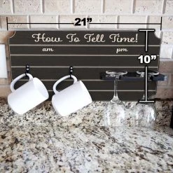 Discount 🌟 Bars "How To Tell Time" Coffee Mug And Wine Glass Holder - Painted Background (Multiple Color Options) 🌟 -Bars Shop how to tell time mug wine glass holder sign rack painted size dimensions 800x