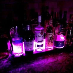 New 👍 Bars LED Counter Caddies™ With STAINED Finish - 24" STRAIGHT Shelf 🧨 -Bars Shop led counter caddy pink light 1 800x