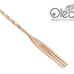 Brand new 🤩 Bars Olea™ Bar Set - Copper Plated - 4 Piece (Bar Spoon Tip Option) ⭐ -Bars Shop olea copper bar spoon fork tip 6 3 800x