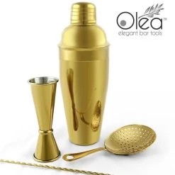 Top 10 👏 Bars Olea™ 4 Piece Bar Set - Gold Plated With Bar Spoon Tip Option 🥰 -Bars Shop olea gold bar set bpc 1 800x