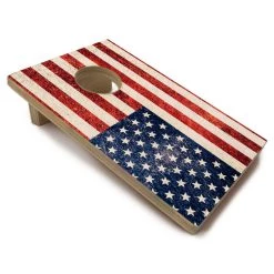 Buy 👏 Bars Quarter Master - Tabletop Cornhole Game With Quarters - Flag Or Black Flag 🎉 -Bars Shop quarter master small wood cornhole game side white bg flag 800x