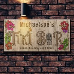 Best Sale ⭐ Bars CUSTOMIZABLE Large Plank Sign - 11 3/4" X 23 3/4" - Tiki - Multiple Color Options ❤️ -Bars Shop sign wood 11x23 tiki brick bg natural 1000x1000 89dad160 4990 452b 8982 fe32a9269970 800x