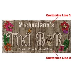 Best Sale ⭐ Bars CUSTOMIZABLE Large Plank Sign - 11 3/4" X 23 3/4" - Tiki - Multiple Color Options ❤️ -Bars Shop sign wood 11x23 tiki white bg customize line 1 2 1000x1000 800x
