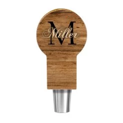 Cheap ✔️ Bars CUSTOMIZABLE Wooden Tap Handles - Monogram Design - 2 Styles In 3 Sizes ✨ -Bars Shop tap handle monogram name letter size shape circle top 4in 800x