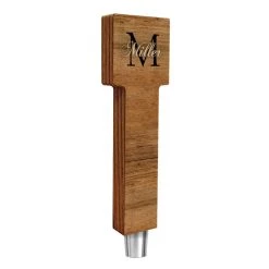 Cheap ✔️ Bars CUSTOMIZABLE Wooden Tap Handles - Monogram Design - 2 Styles In 3 Sizes ✨ -Bars Shop tap handle monogram name letter size shape square top 8in 800x