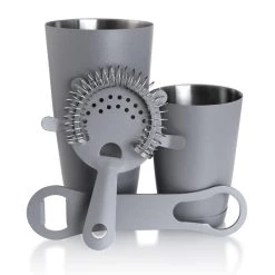 Best Pirce ❤️ Bars 4 Piece “Textured Shadow Gray” Bar Tools Set With V-Rod® Bottle Opener 😍